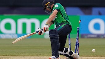 Ireland were all out for 96 against India in their T20 World Cup match in New York. AP 