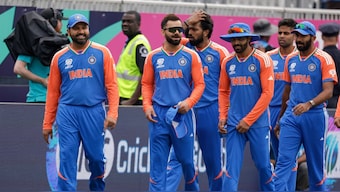 The Indian players walk out to the centre at the start of their T20 World Cup Group A match against Ireland in New York. AP