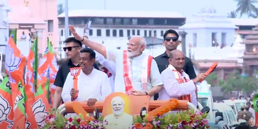 Prime Minister Narendra Modi conducts roadshow in Odisha as country heads to the fifth phase of voting. Source: YouTube / Narendra Modi